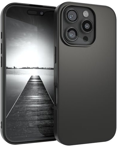 EAZY CASE - Coque en Silicone Compatible avec iPhone 16 Pro - Coque de Protection Antichoc Fine et légère pour iPhone 16 Pro en Silicone Noir