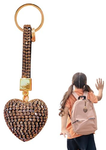 Fukamou Glitter Heart Keychain,Women Key Ring Pendant | Car Keychain for Women with Rhinestone Heart Shape Girl Cute Keychain for Christmas