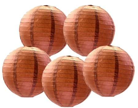 Papierlaternen, chinesische Papierlaterne, Lampenschirm, runde Laterne, Kugel, Hochzeit, Geburtstag, Party-Dekorationen (Kaffee, 5 Stück, 10 cm)