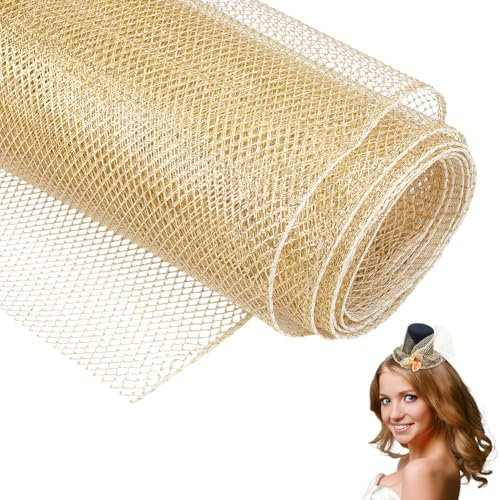 NBEADS 3 Yard Netz-Mesh-Gewebe, 1,5 m Polyester-Gaze-Gewebe Hartes Fischernetz-Gewebe Leicht Dehnbarer Stoff Hohes Netzmaterial für Netting Nähen Kleidung DIY Dekoration, Pale Goldenrod