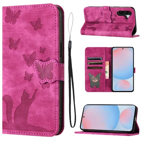 LSPCASA Handyhülle für Samsung Galaxy A56 5G (6.7 Zoll) Premium Leder hülle Klappbar Flip Case Standfunktion Hülle mit Kartenfächer für Samsung Galaxy A56 5G -Rosa