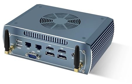 AIOPCWA Mini Gaming PC AMD Ryzen 7 8845HS, 2 x PCIe4.0 x4 Mini Computers with 2 Port i226-V 2.5GbE LAN, Radeon 780M DDR5-5600 Micro PC Barebone NO RAM/SSD/OS, WiFi6/BT5.2, 4Display