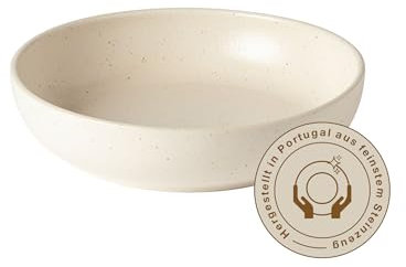 Casafina by Costa Nova Suppen- und Pastaschale Pacifica: Steinzeug-Schüssel mit mattem Finish, Spülmaschinen-, Mikrowellen-, Ofen- und Gefrierfest, Stapelbar, Handveredelt, Vanilla/Weiß, Ø 22,1 cm
