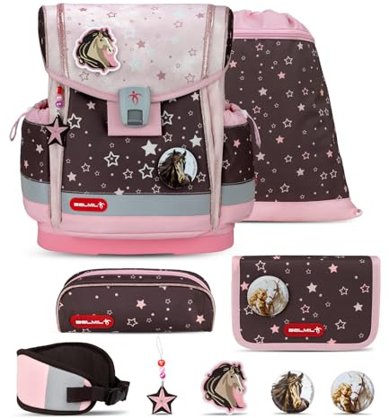 Belmil Classy Plus Schulranzen Set 6-teilig mit extra Hüftgurt (405-78AG/S/H) (Champion Horses)