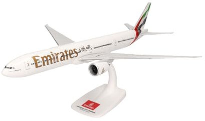 herpa modèle d’Avion Snap-Fit Emirates Boeing 777-300ER - Nouvelles Couleurs 2023, Miniature à l’échelle 1:200, pièce de Collection, modèle avec Support, Plastique