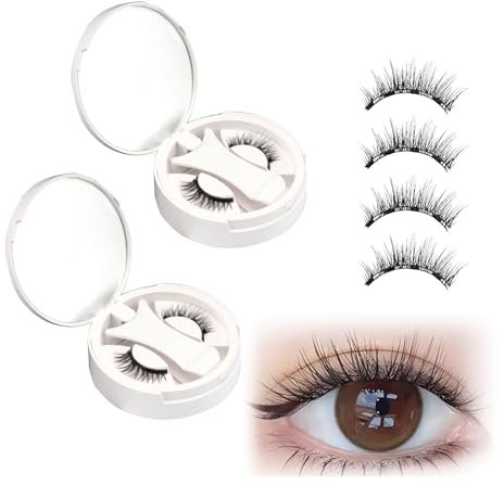 CUCUKAKA 2 Pares Pestañas Magnéticas Riutilizzabili con Applicatore, Pestañas De Iman No Necesitan Pegamento Fáciles De Llevar Pestañas Magnéticas
