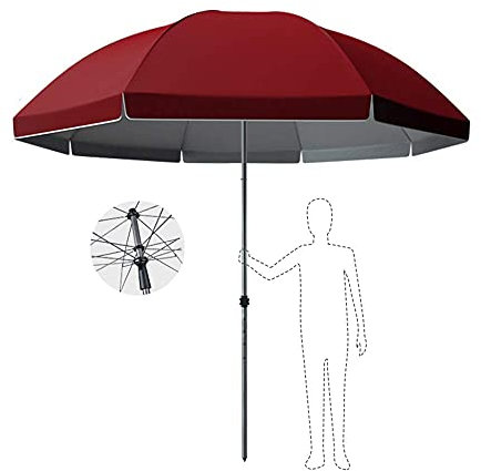 HUIBBGO Grande ombrellone da Esterno, ombrellone da Mercato Commerciale, ombrellone da Giardino, Parasole e Antipioggia Due in Uno, Diametro 3,4 m Adatto per Spiaggia, terrazza, Cortile