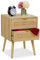 Relaxdays Nachttisch, 2 Schubladen mit Rattan, Holzoptik, HxBxT: 55 x 40 x 41,5 cm, Schlafzimmer, Nachtschrank, natur