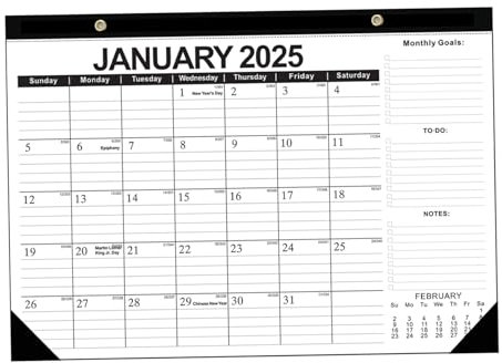 Schreibtischkalender 2025-2026, monatlicher Kalender Jan. 2025 bis Juni 2026, 18 Monate Wandkalender dicker Papierplaner mit Feiertagen, Notizen, monatliche Ziele ＆ TODO-Liste für die Organisation