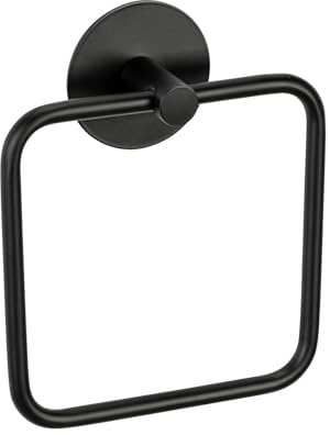 Schöner Wohnen Kollektion Handtuchring Mod. Meleto Schwarz rostfrei Edelstahl mit Klebepad-Technologie zur wandfreien Montage Maße 15,5 cm x 18,5 cm x 4,5 cm