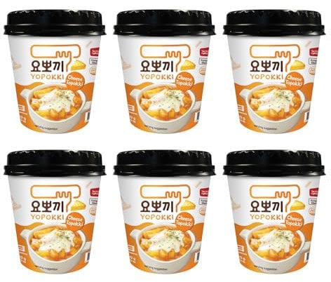 Yopokki Cheese Pack of 6 | Rice Cake Cup Topokki Tteokbokki 120g - Instant Korean Snacks Food