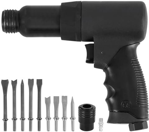 MXBAOHENG Pneumatic Concrete Breaker Air Hammer Air Compressor Chipping Hammer Kit Concrete Chisel Handheld Gas Shovels Demolition Jack Hammer with 9 Chisels/1 Chuck