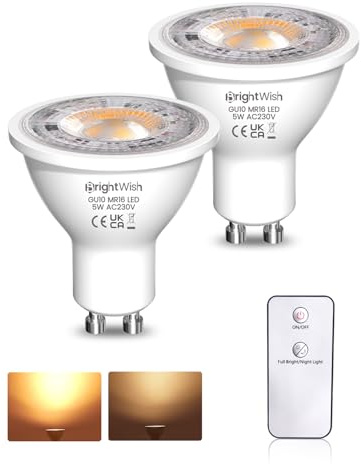 BrightWish 5W GU10 LED Warmweiß 3000K Glühbirne, 40W Halogen-Äquivalent, 2 Modi energiesparend, 38° Abstrahlwinkel, GU10 Spotlampen für Wohnbereich, Küche & Schlafzimmer, Nicht Dimmbar,2 Stück