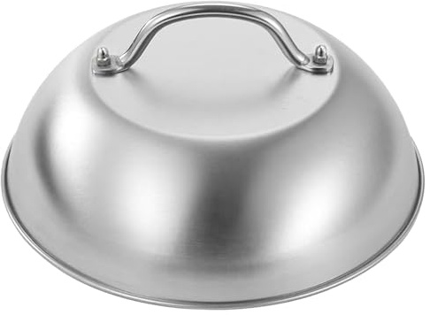 Basting Cover Round Cheese Melting Dome, 8.88 Inch Stainless Steel Steaming Cover BBQ Grill Lid for Indoor Outdoor Flat Top Griddle Grills Cooking and Smokers, Dishwasher Safe