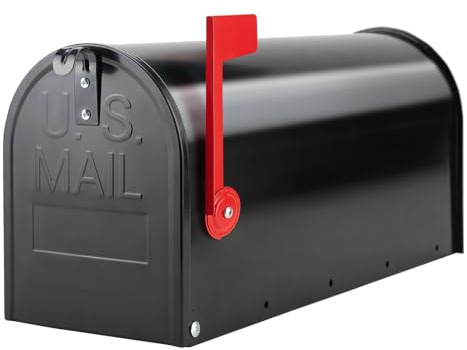 GIGYES Black Post Mount Metal Mailbox 20x8.7x6.7in