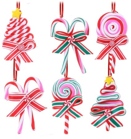 6pcs/set Big Candy Cane Christmas Tree Decorations Lollipop Hanging Ornaments