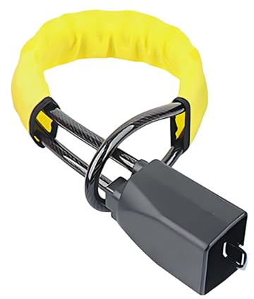 DSXVJHD Steering Wheel Lock, Universal Car Seat Belt Lock, Anti-Theft Vehicle Security Device, Heavy Duty Car Steering Wheel Locks wuth 3 Keys for Trucks, SUVs, Vans, Jeep, RV (Yellow)