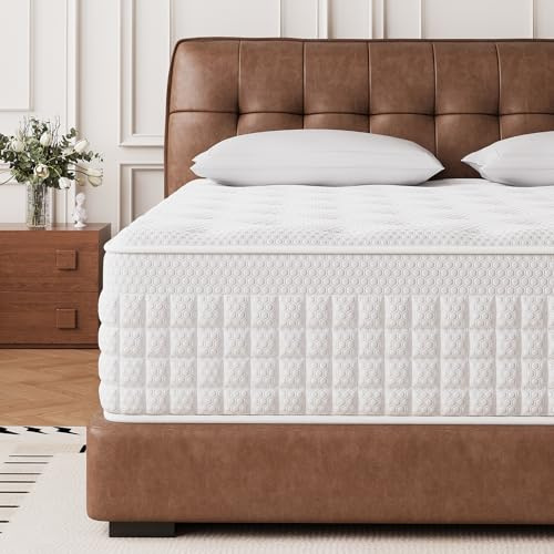 Hieptos Matelas 160 x 200, 28 cm, 9 Zones Ressorts ensachés, H3 H4 Mi-Ferme | Matelas à Ressorts Ensachés et à Mémoire de Forme, Hybride Matelas, Doux pour La Peau et Respirant,Soutien Parfait