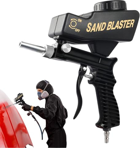 Kit de sablage – 17 x 28 cm | Machine de sablage abrasif | Pour enlever la rouille, polissage, peinture | Bois, métal, nettoyage de meubles, pot de 9,5 kg, air 700 cfm, entrée 6,35 mm