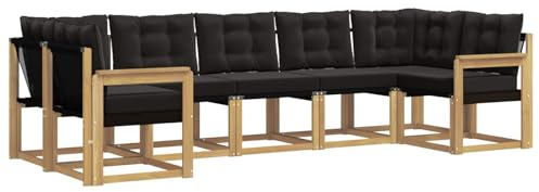 vidaXL Outdoor-Sofagarnitur mit Kissen 7 pcs Weiß und Schwarz, Moderne Gartenlounge, robuster Sofa, eleganter Patio, stylische Möbel für gemütliches Sitzen im Freien