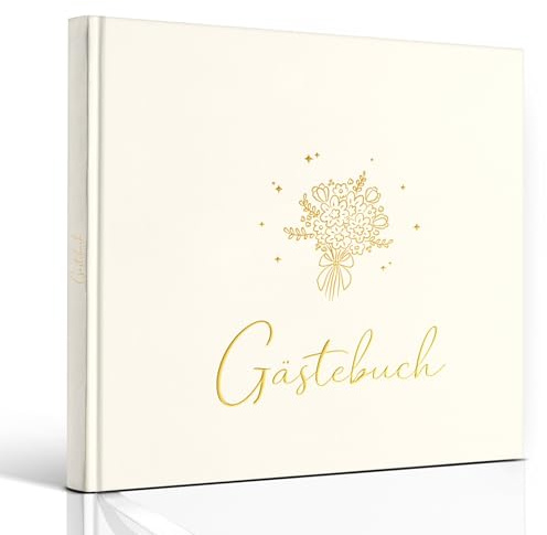 Gästebuch – Hardcover mit Goldprägung, 84 Blanko-Seiten | Elegantes Erinnerungsbuch für Hochzeit, Geburtstag, Taufe, Feier & besondere Momente