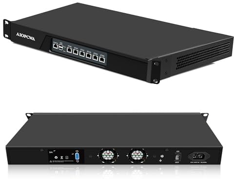 AIOPCWA 1U Rackmount Firewall Appliance i3-3217U, 6 × Gigabit I211AT LAN Homelab Server, OPNsense Router Hardware, 19 Inch Network Server DDR3 8GB RAM 128GB SSD, VGA, SATA3.0, Console