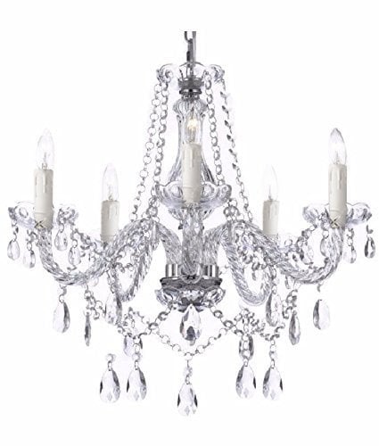 Saint Mossi Lustres de plafond en cristal Gouttelette Lustre Éclairage LED Plafonnier Suspension Luminaire pour Salle à Manger Salle De Bains Chambre Salon 5 E14 52 x 52 x 50 cm