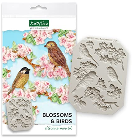 Katy Sue Designs CE0063 Blüten und Vögel Silikonformen, Kuchenformen, Bastelformen, Silicone