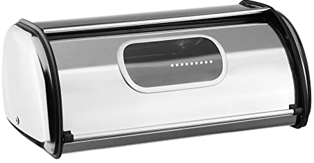 Gravidus Brotkasten Brotbox Rollbrotkasten aus Edelstahl mit Sichtfenster und Rolldeckel