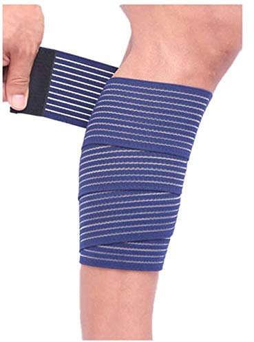 Bande Bandelette Sangle Bandage Strapping Elastique - Compression Contention Maintien Support Attelle Orthese - (BANDE MOLLET BLEU 180x7,5 cm)