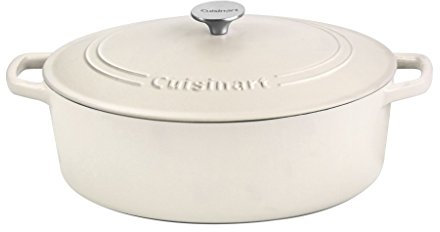 Cuisinart Chef's Classic Cocotte ovale en fonte émaillée avec couvercle (blanc neige mat, 7 L)