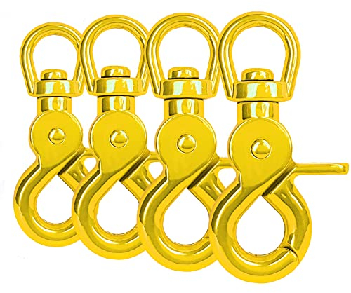 Ganzoo Scherenkarabiner-Haken mit Drehgelenk L: 60 mm, Schnappkarabiner für Hunde-Leine, 4 Stück, Wirbelkarabiner, Triggerhead für Paracord 550 Hundehalsband, legierter Stahl, Drehkopf, Farbe: Gelb