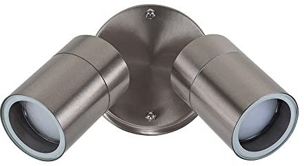 MiniSun | Modern Stainless Steel Twin Wall Spotlight | Outdoor Wall Lights, Home Décor & Improvement Essential | Mains Wired