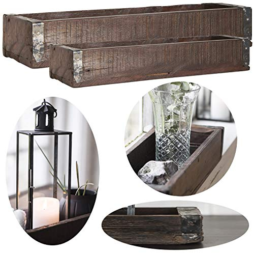 LS-LebenStil 2x Vintage Holz Aufbewahrungsbox - Unika - Set - 2 Stück - Braun - Holzkiste Besteckkasten Besteckkorb Küchenorganizer Küche Büro Schreibtisch Schublade Organizer Holzbox Ordnungsbox