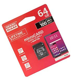 M1AA-0640R12 Memory card SD XC Micro 64GB Read: 100MB/s Write: 10MB/s GOODRAM
