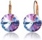 Austrian Crystal Round Drop Earrings for Women 14K Gold Plated Hypoallergenic Leverback Hoop Earrings, Brass Rose Gold, crystal