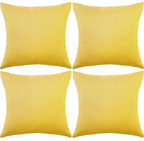 Dekorative wasserdichte Kissenbezüge 4 Stück, für den Außenbereich – 45,7 × 45,7 cm, Goldgelb, mit PU-Beschichtung, ideal für Terrasse, Balkon, Garten, Sofa, Bett und Zelt