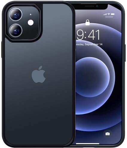 CASEKOO Matt Power für iPhone 12/12 Pro Hülle [TOP Militärschutz] Stoßfeste Kratzfeste Schutzhülle (Anti-Fingerabdruck) Dünne Griffige Mattierte Handyhülle iPhone 12/12 Pro Case Slim, Edel Schwarz