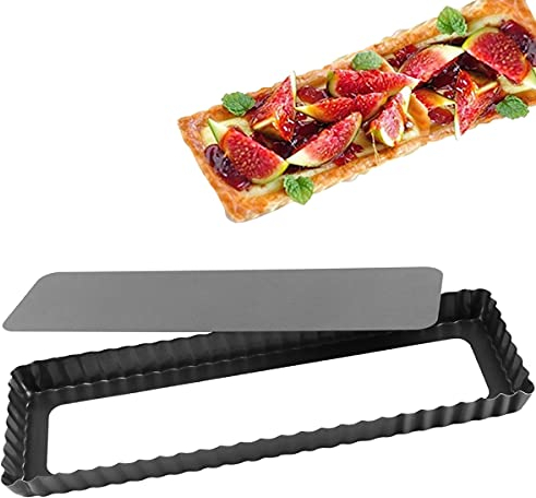 Tart Mould with Lifting Base Rectangular 35 cm Cyimi Quiche Mould Coated Non-stick Cake Baking Pan Fruit Cake Mould and Baking Mould