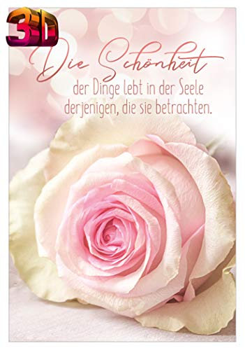 KE - 3D Effekt Geburtstagskarte, DIN B6 Klappkarte mit Spruch, inkl. Umschlag - Motiv: Schönheit