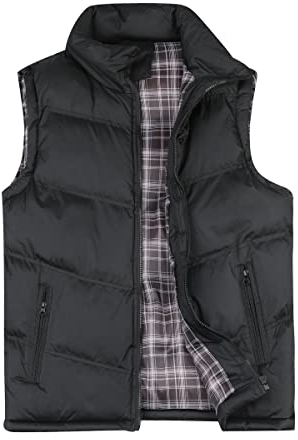 YOUTHUP Mens Outwear Padded Gilets Winter Puffer Quilted Body Warmer Outdoor Sleeveless Coat Black, XXL