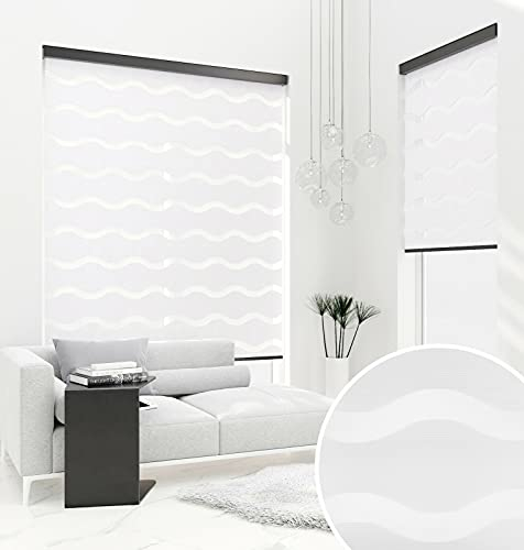 Premium DOPPELROLLO Welle WEIß mit Alu Kassette (115x150 cm, Kassettenfarbe: Silber matt)