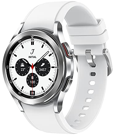 Samsung Galaxy Watch4 Classic Round LTE Smartwatch Wear OS Lunetta rotante Orologio Fitness Tracker Tracker Fitness Tracker Tracker 42mm Argento