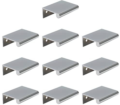 LC LICTOP Tirador de borde redondeado para gabinete, tiradores de aleación de aluminio de 50 mm, manijas ocultas de cajones para cocina, aparador, armario, espacio entre agujeros de 32 mm, 10