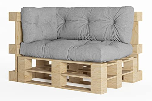 chilly pilley® Palettenauflage UV Wasserabweisend Leinenoptik Schaumflocken Palettenkissen auf Palettensofa Palettenpolster auf Palettenmöbel Rückenlehne Sitzkissen (3er Set Silber)