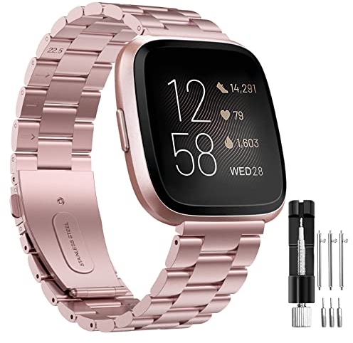 Hatolove Ersatzarmband Kompatibel mit Fitbit Versa 2 Armband/Fitbit Versa Armband, Edelstahl Metall Ersatz Armbänder Kompatibel mit Fitbit Versa 2/Versa/Versa Lite