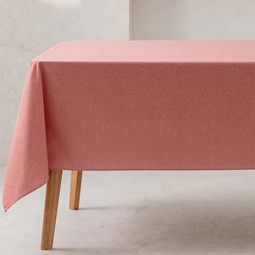 GAMUSI Tischdecke, einfarbig, Bio-Baumwolle, wasserdicht, schmutzabweisend, rechteckig, Rot, 140 x 200 cm