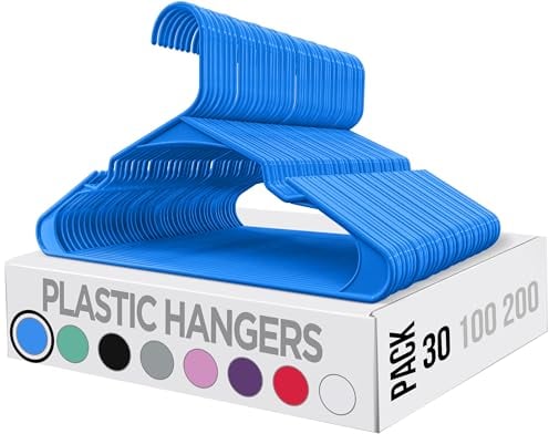 Utopia Home 30er-Pack Kunststoffbügel Platzsparende, langlebige Bügel mit Schulterrillen, blau