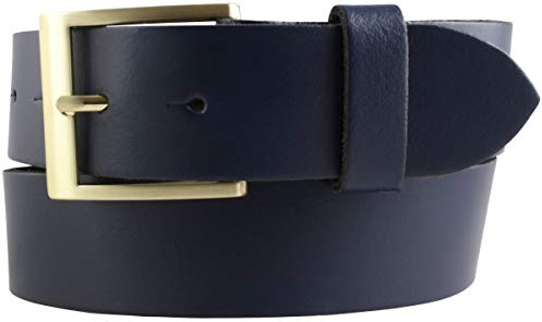 BELTINGER Gürtel mit goldener Gürtelschnalle 4 cm | Jeans-Gürtel goldfarben 40mm | Spaltleder-Gürtel in 4cm