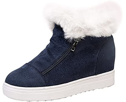NOAGENJT Stivali Estivi Morbidi Zeppa Stivali corti da donna e invernali in cotone casual Scarpe da neve alla moda Stivali da donna Sconti Stivali